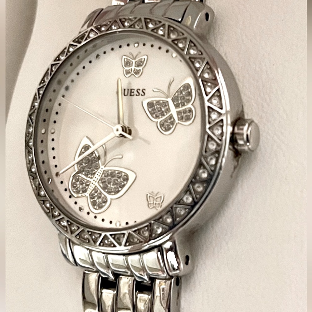 GUESS Women’s Crystal Butterfly Watch, G86013L